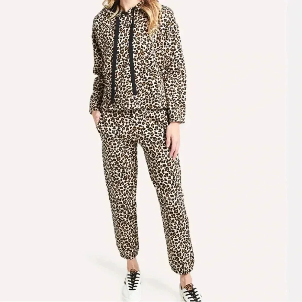VELVET GRAHAM & SPENCER NEW Bristol Leopard Print Joggers Fleece Sweatpants S - Picture 9 of 10